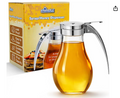 Tempered Glass Honey Dispenser, 14 Ounce Honey Jar with Metal Top, Essential Honey Jars